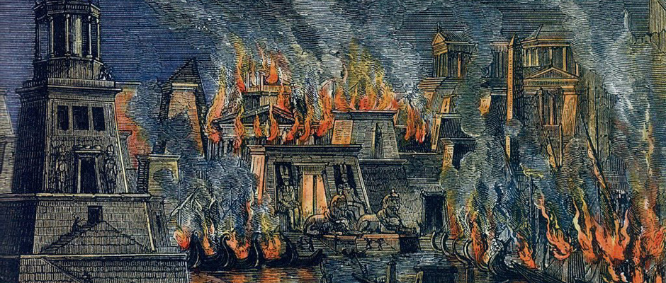 Пожар в Александрии, гравюра. Герман Гёлль, 1876