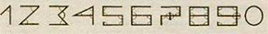 Десятичная система как обобщение вавилонского принципа (цифра как стилизованное сокращённое представление нужного количества «уголков» - обратите внимание на перекладину в числе 7, которая даёт сразу 4 дополнительных уголка)